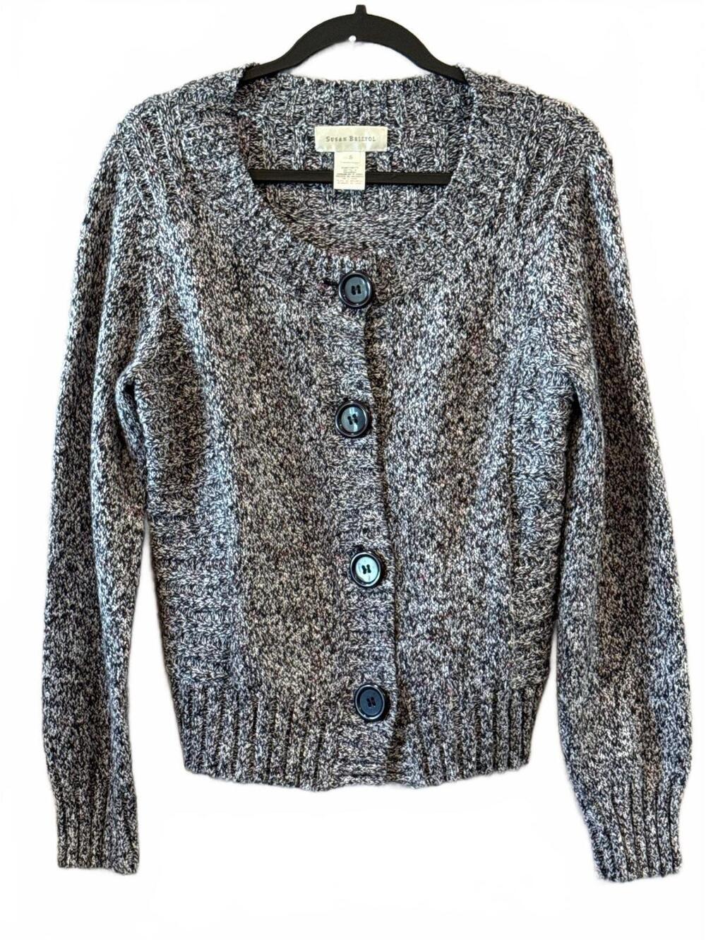 Susan Bristol Women's Gray Knit Button-Up Cardigan Sweater Size S